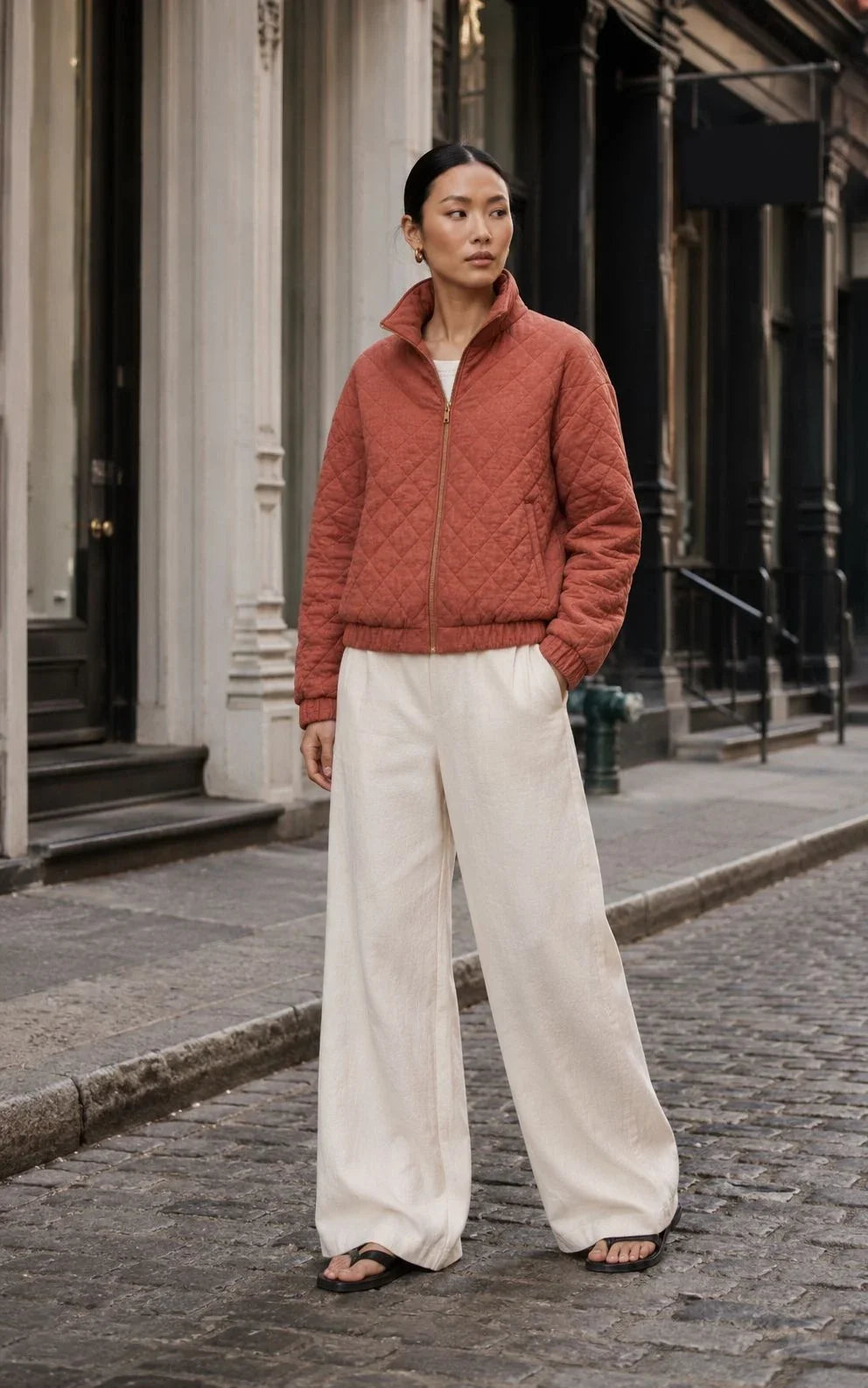 Canyon Linen Quilted Bomber Jacket (syncee)-4