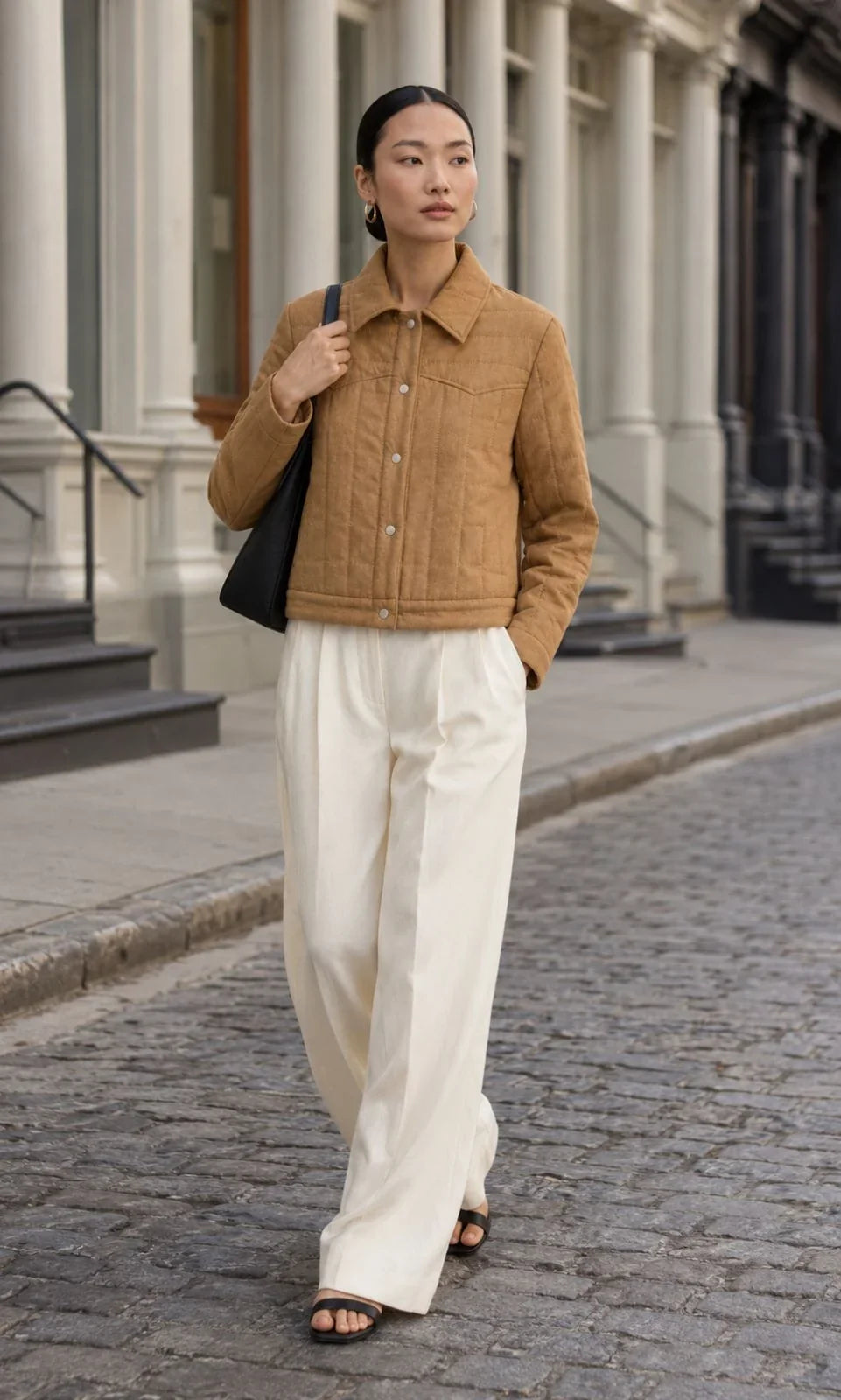 Cedarwood Linen Quilted Trucker Jacket (syncee)-4