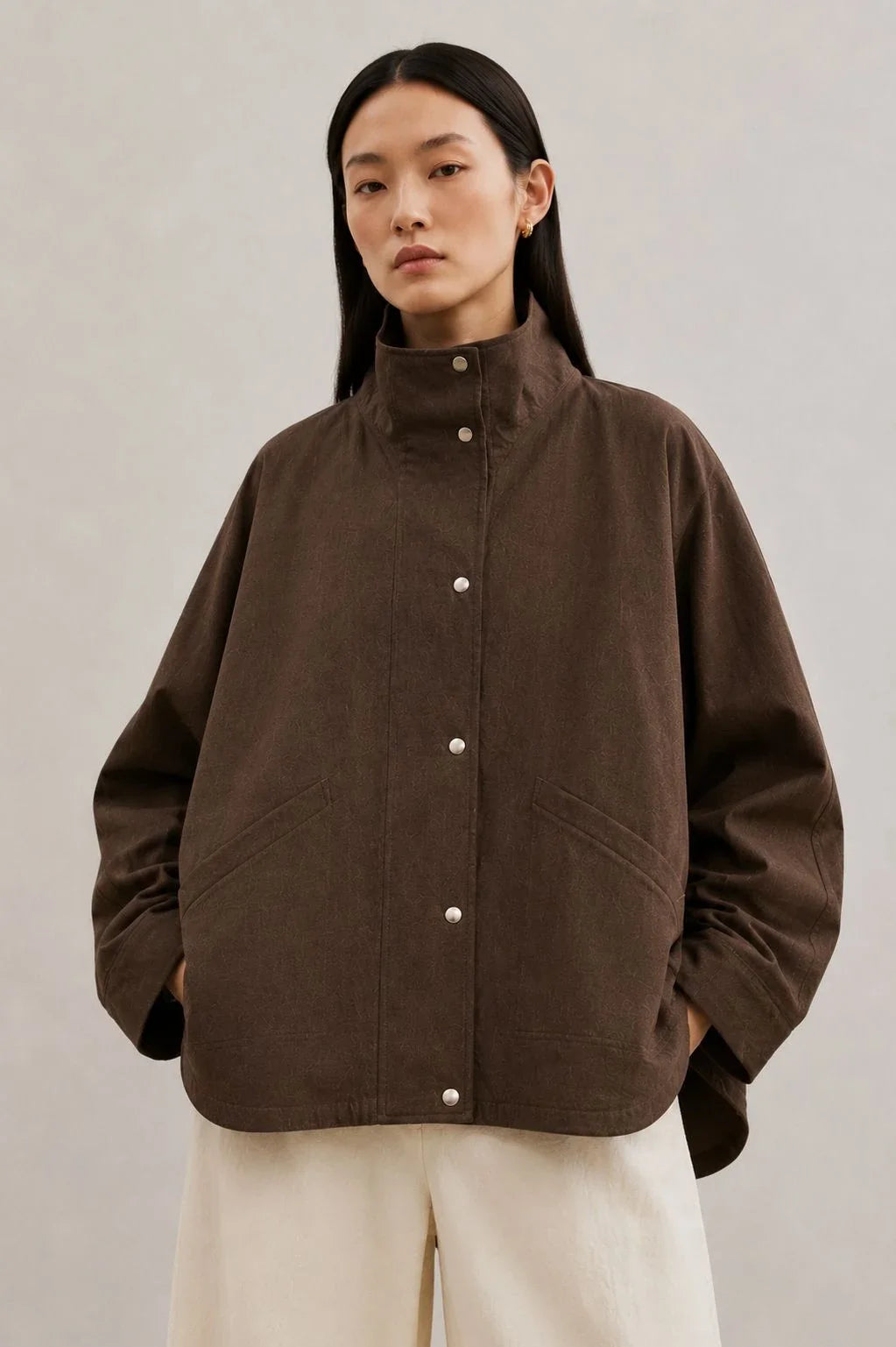 Ironwood Linen Oversized Stand-Collar Jacket (syncee)-4