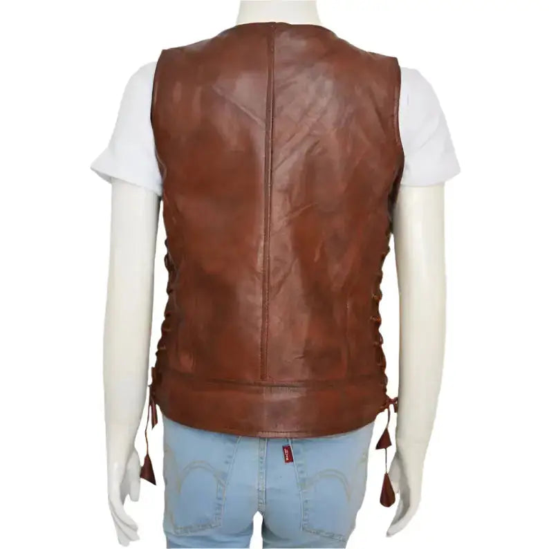 Women’s Brown Leather Vest-2