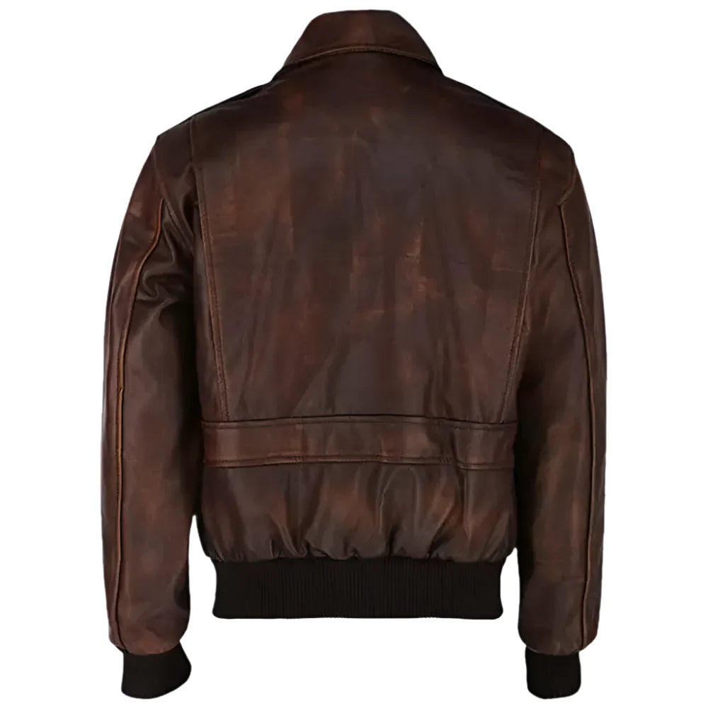 Men's Brown WWII Aviator Flying Bomber Leather Jacket-1