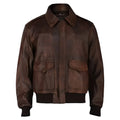 Men's Brown WWII Aviator Flying Bomber Leather Jacket-0
