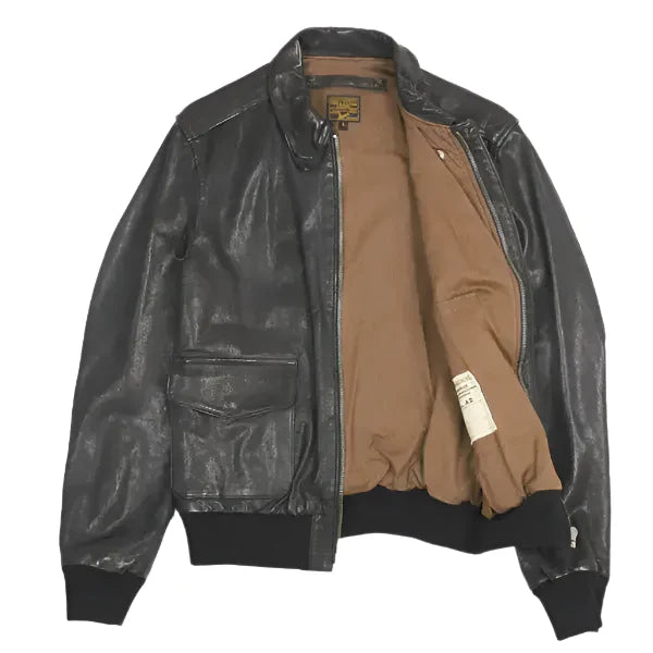 Men’s Black A-2 Leather Jacket-1