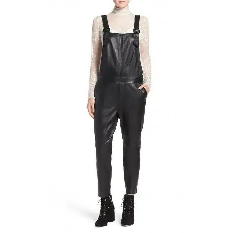 Women’s Leather Romper Leather Jumpsuit-0