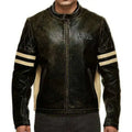 Men’s Black Royal Enfield Cafe Racer Motorcycle Jacket Leather-0
