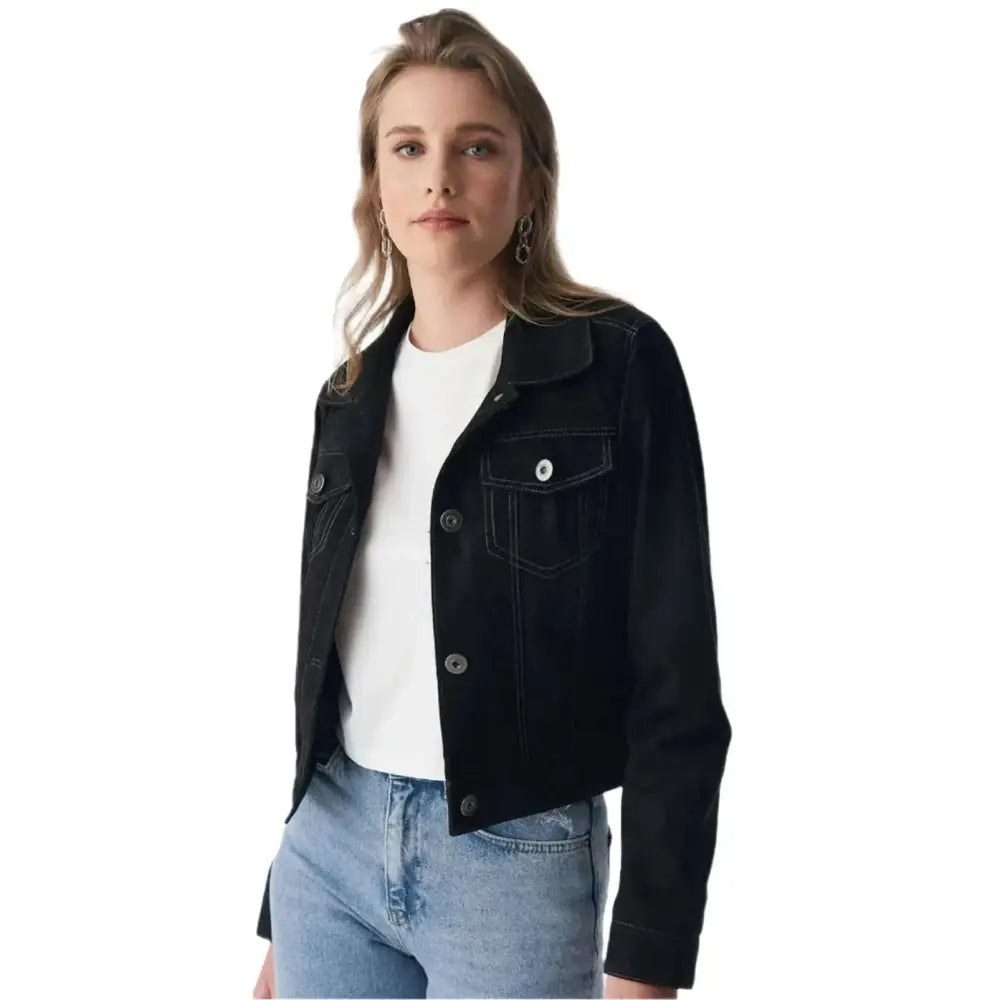 Women’s Black Western Suede Jacket-2