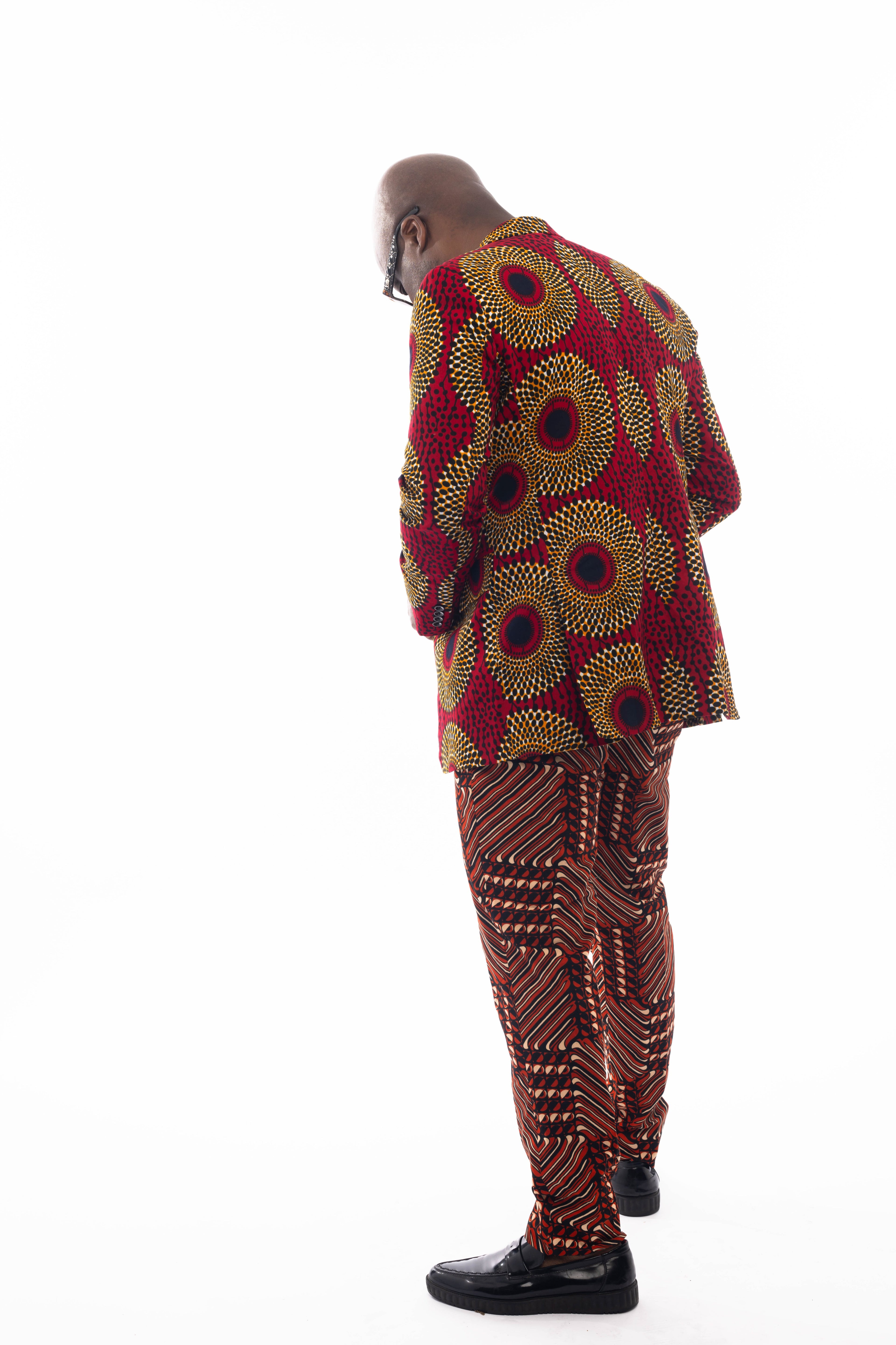 African Fashion Ankara Print Blazer (Concentric pattern)-3