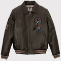 Men’s Brown Buffalo Legend A2 Embroidered Leather Jacket-0