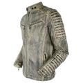 Men’s White Distressed Leather Cafe Racer Jacket-0