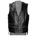 Men’s Black Leather Biker Vest-0