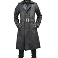 Men’s Black Leather Trench Coat-0