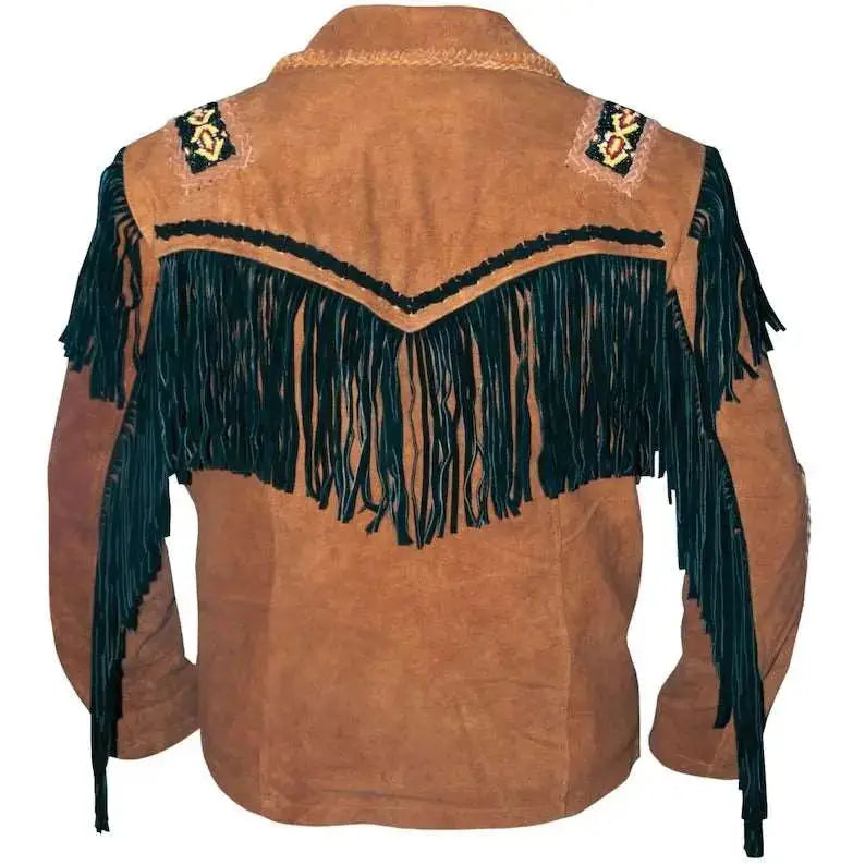 Men’s Cowboy Western Fringed Leather Jacket-1