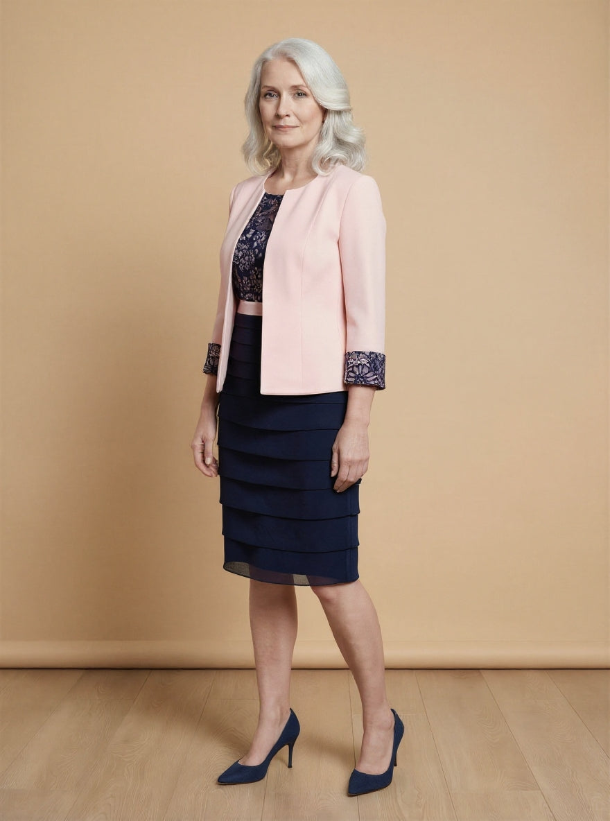 The navy-pink 2-piece formal mum dress suit-1