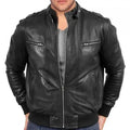 Mens Black Sheepskin Bomber Jacket-0