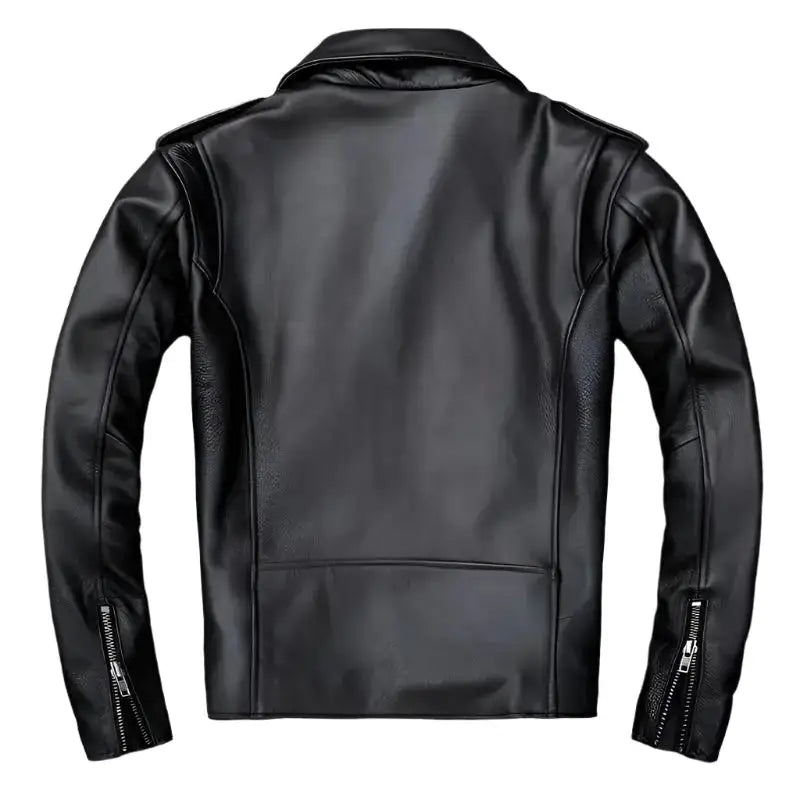 Men’s Asymmetrical Cafe Racer Leather Jacket-2