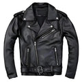 Men’s Asymmetrical Cafe Racer Leather Jacket-0