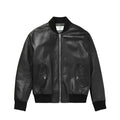 Men’s Genuine Black Leather Zip-Up Bomber Jacket-0