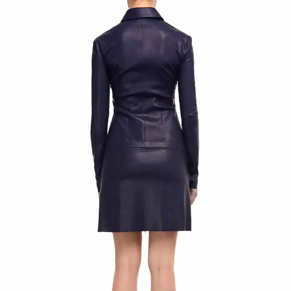 Women’s Black Leather Mini Party Dress-1