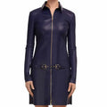 Women’s Black Leather Mini Party Dress-0
