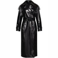 Women’s Genuine Leather Trench Coat-0