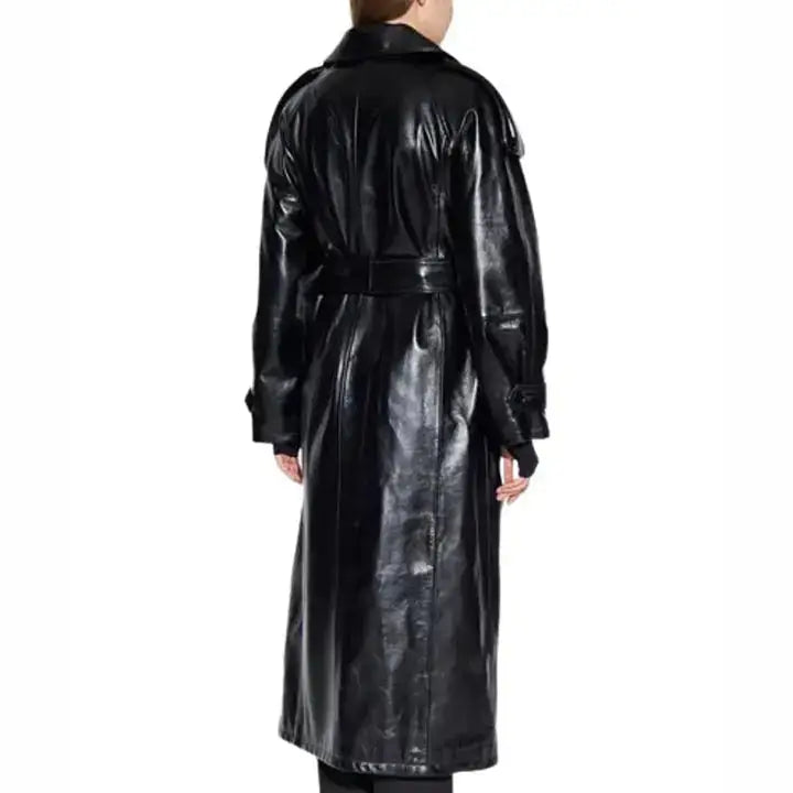 Women’s Genuine Leather Trench Coat-1