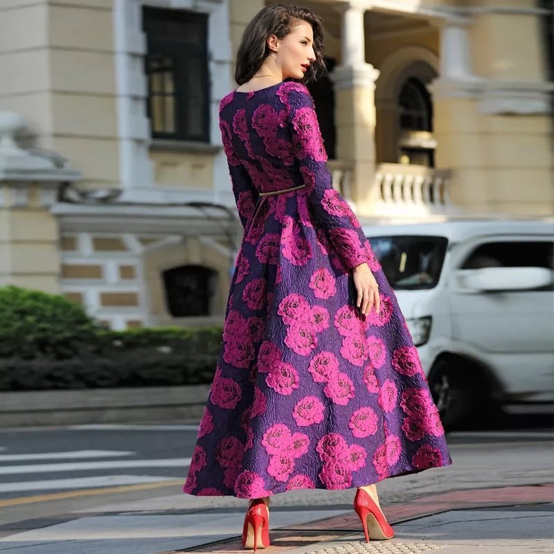 The pink floral jacquard formal mum dress-2