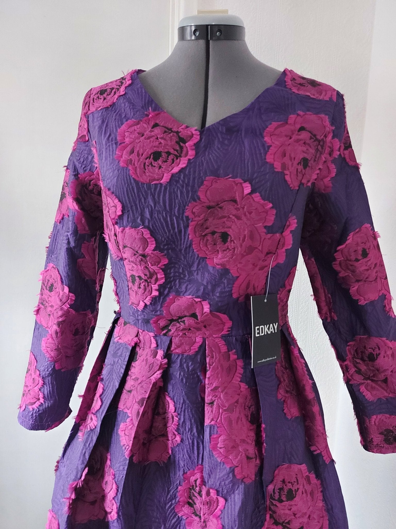 The pink floral jacquard formal mum dress-4