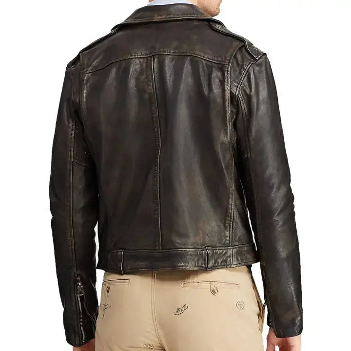 Men’s Iconic Cowhide Leather Biker Motorcycle Jacket-1