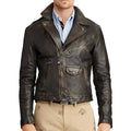 Men’s Iconic Cowhide Leather Biker Motorcycle Jacket-0