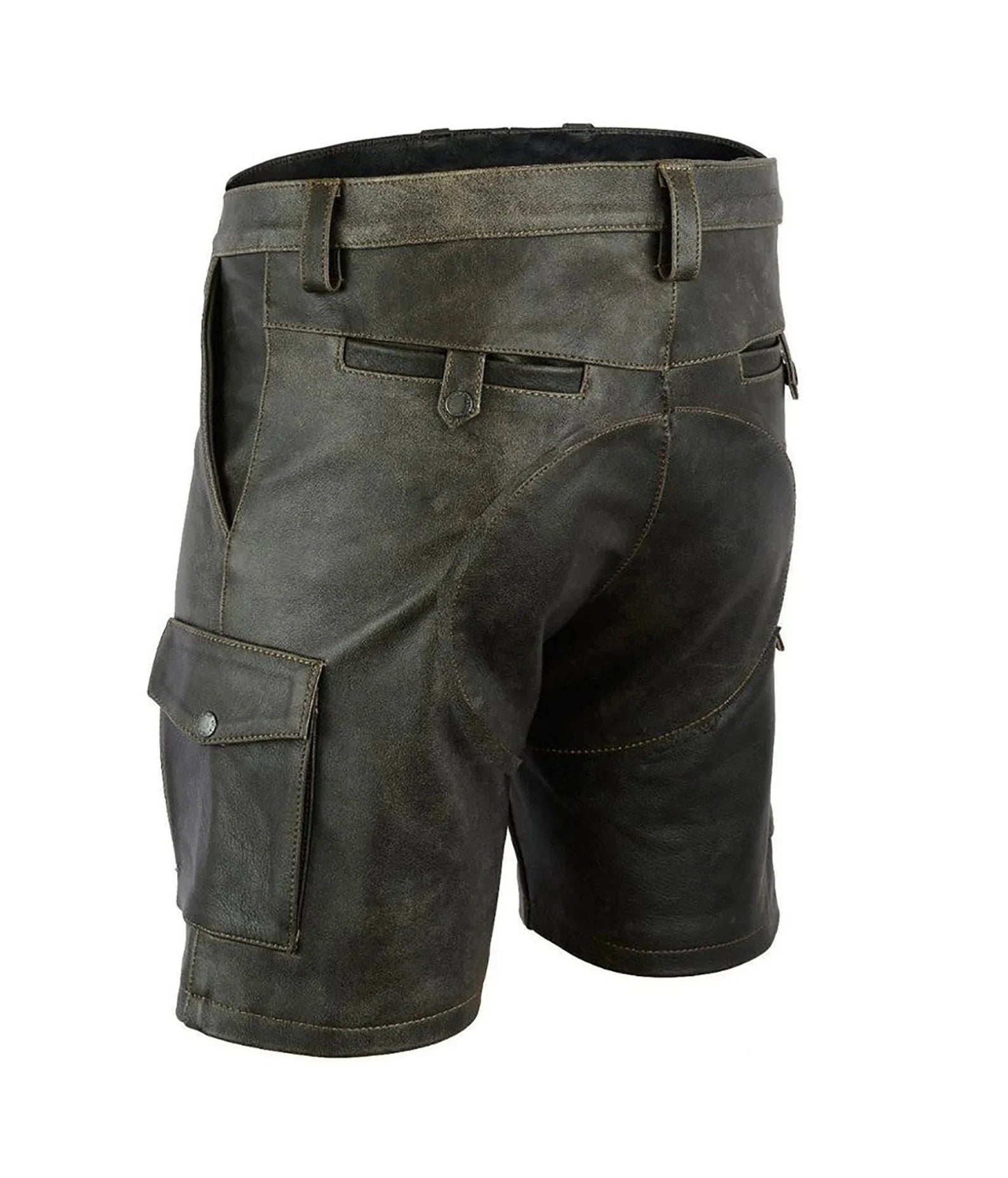 Men’s Aniline Leather Party Cargo Shorts-1