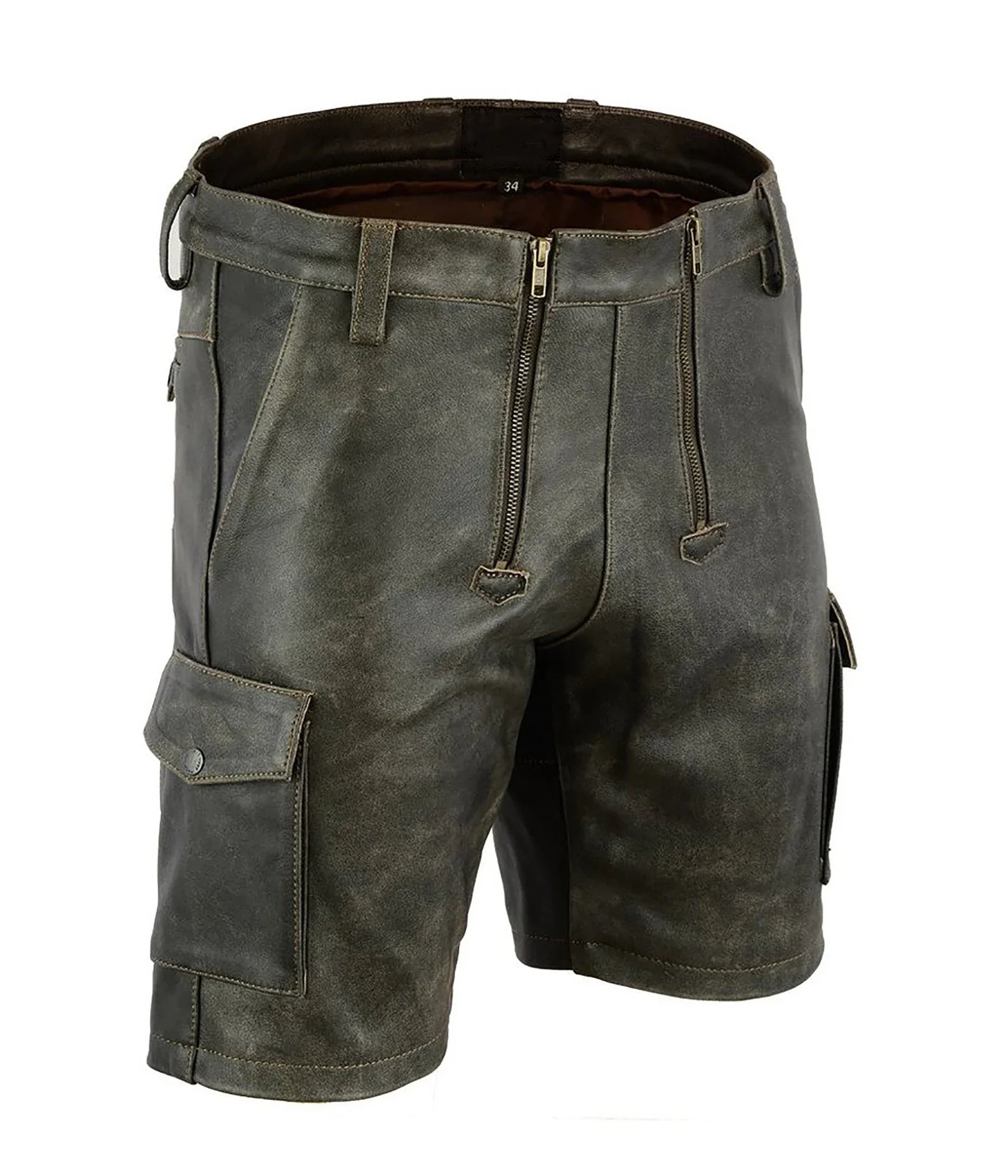 Men’s Aniline Leather Party Cargo Shorts-0