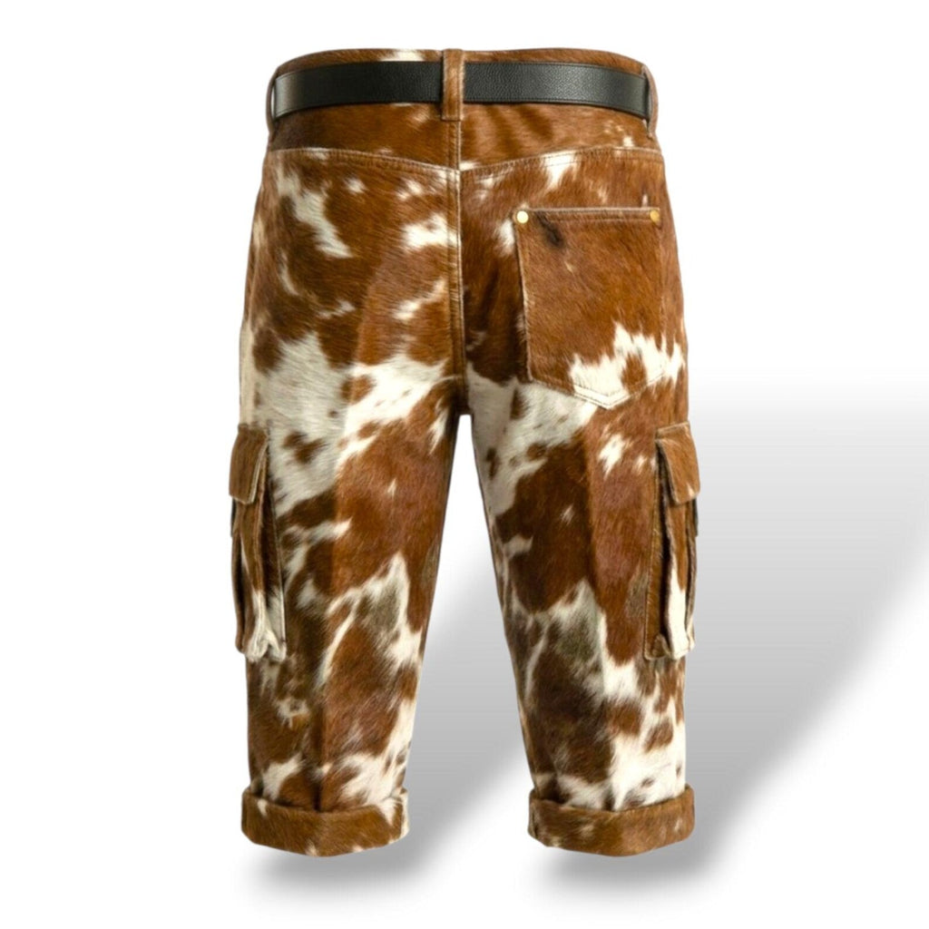 Men’s Hair-on Cowhide Leather Cargo Shorts-1