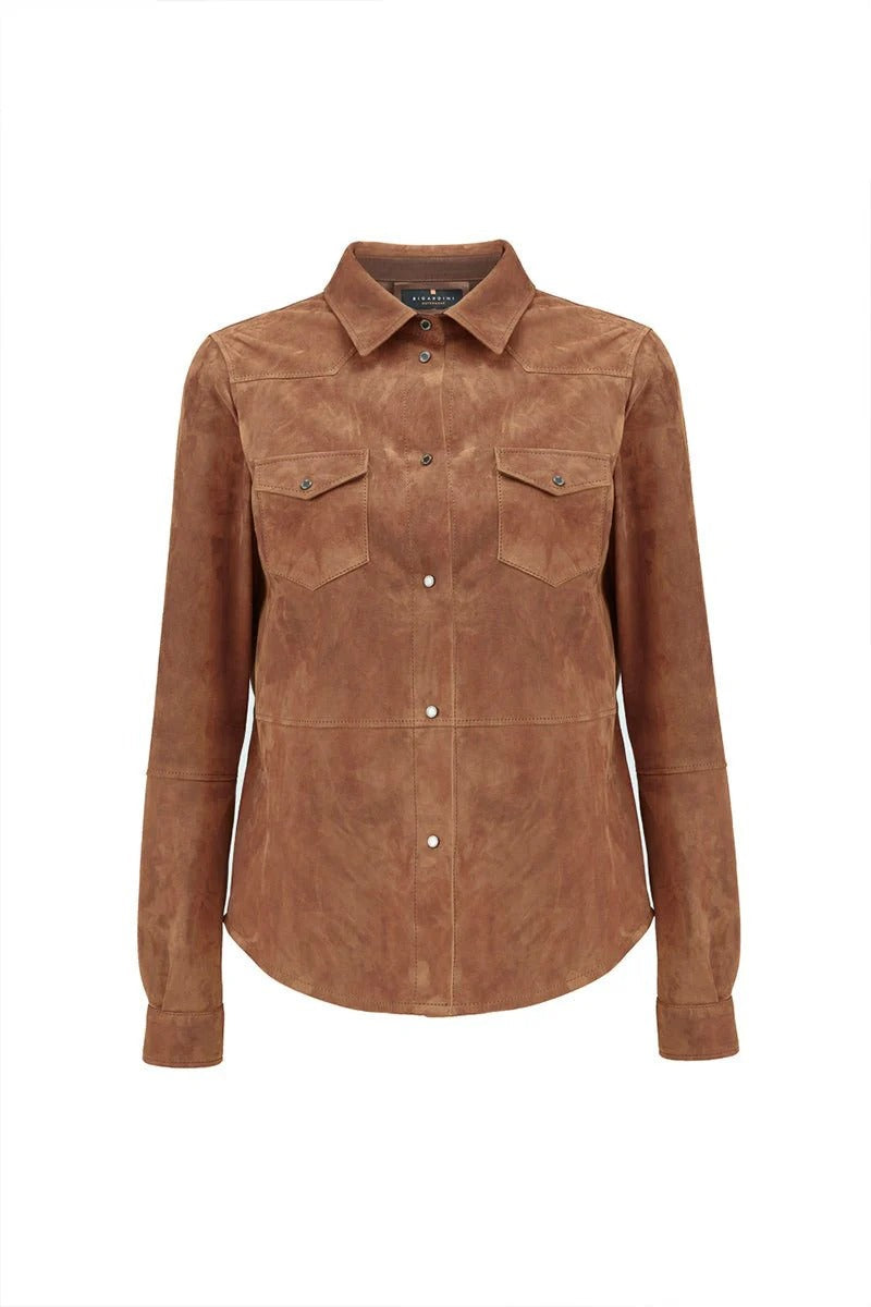 Women’s Suede Leather Shirt-0