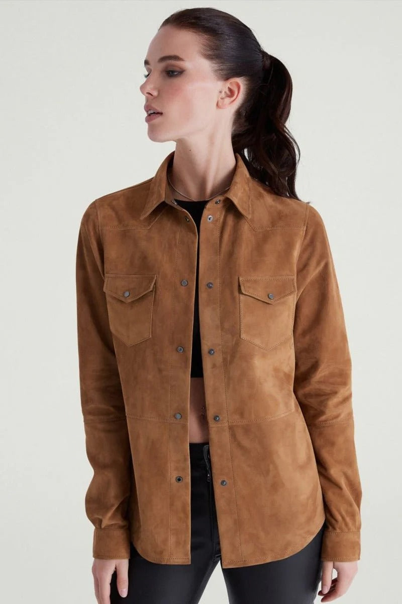 Women’s Suede Leather Shirt-1