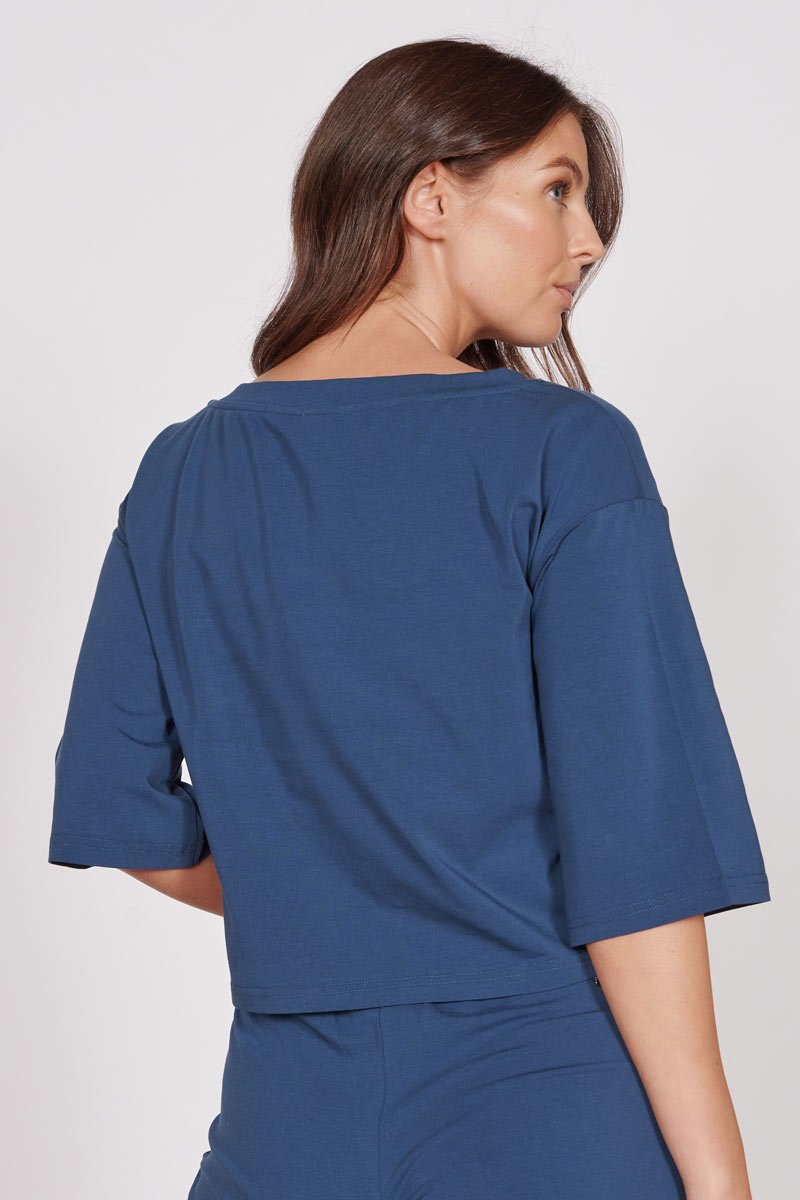 Erin Navy Soft Touch Lounge Top