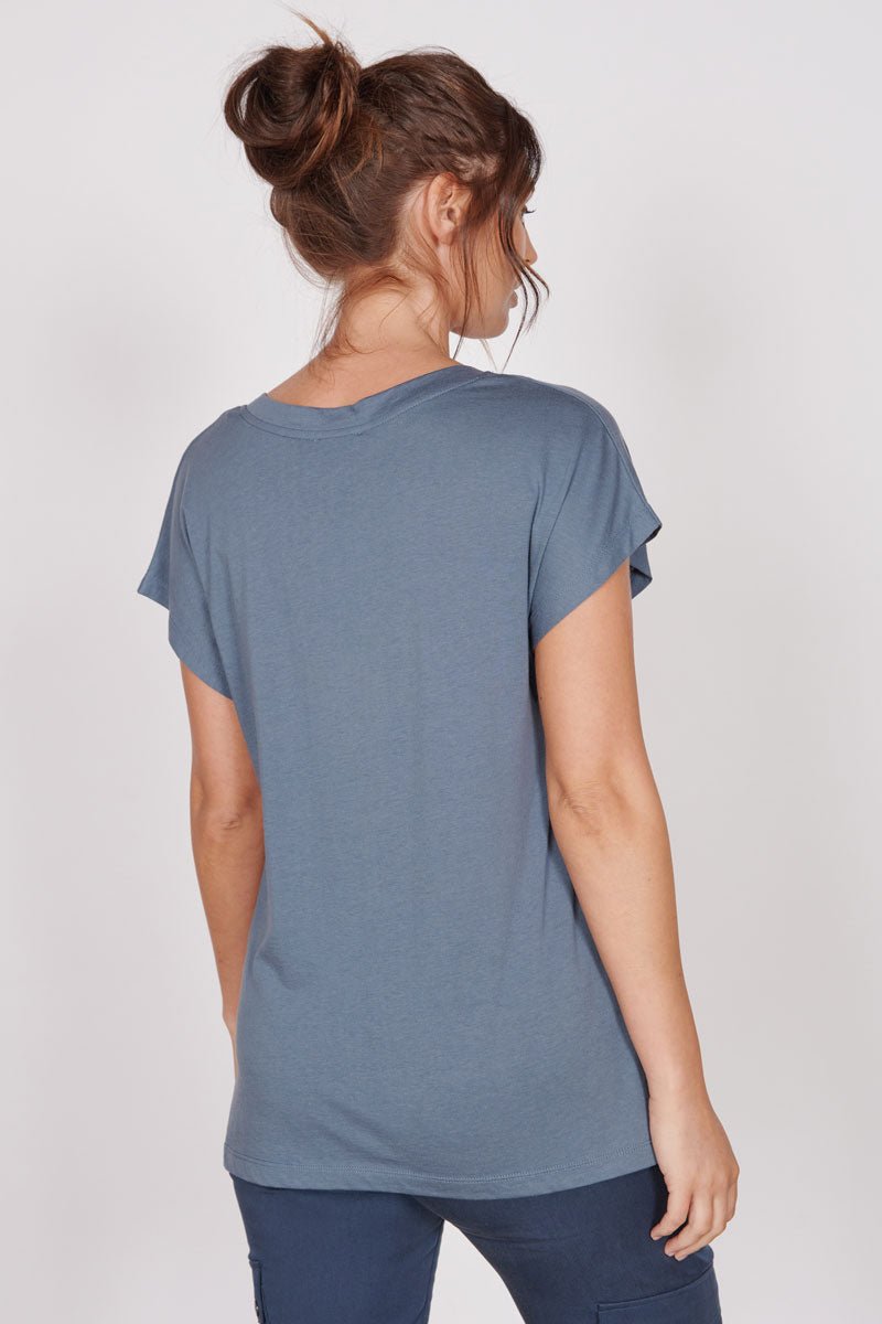 Phoebe Blue Sleeveless V Neck Top-2