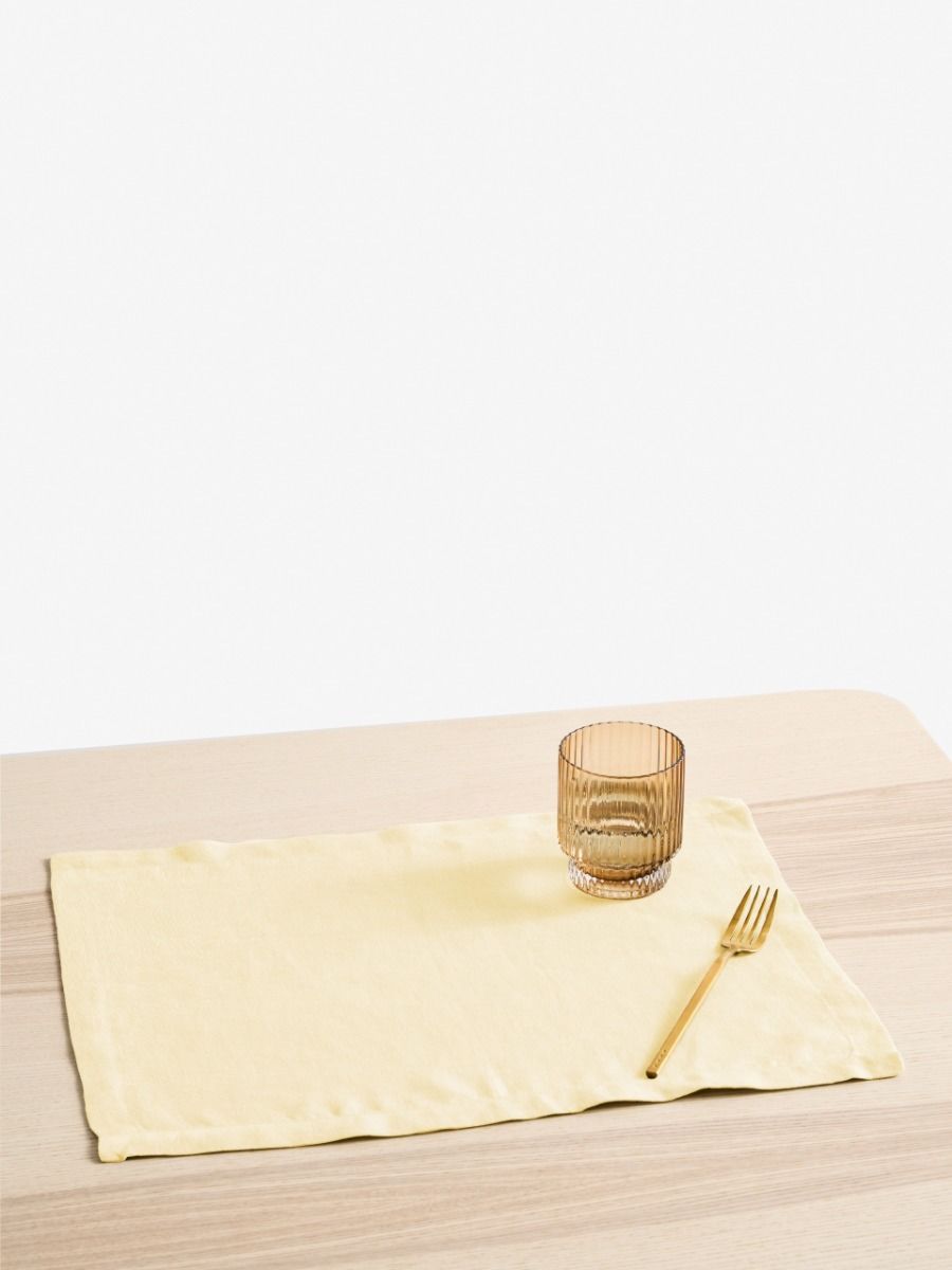 Butter Yellow Linen Table Placemat Set-0