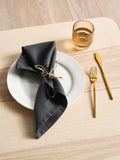 Black Linen Napkin Set-0
