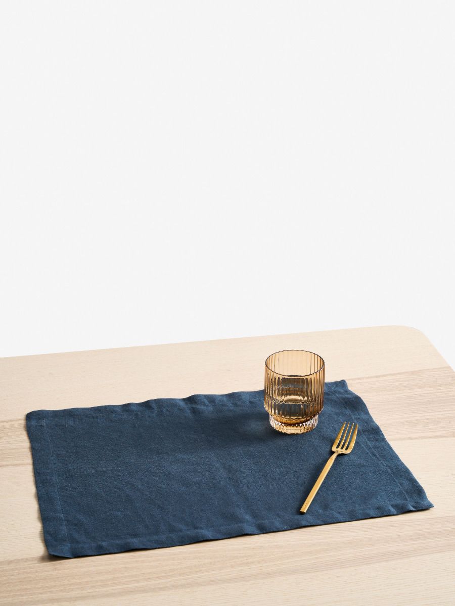 Navy Blue Linen Table Placemat Set-1