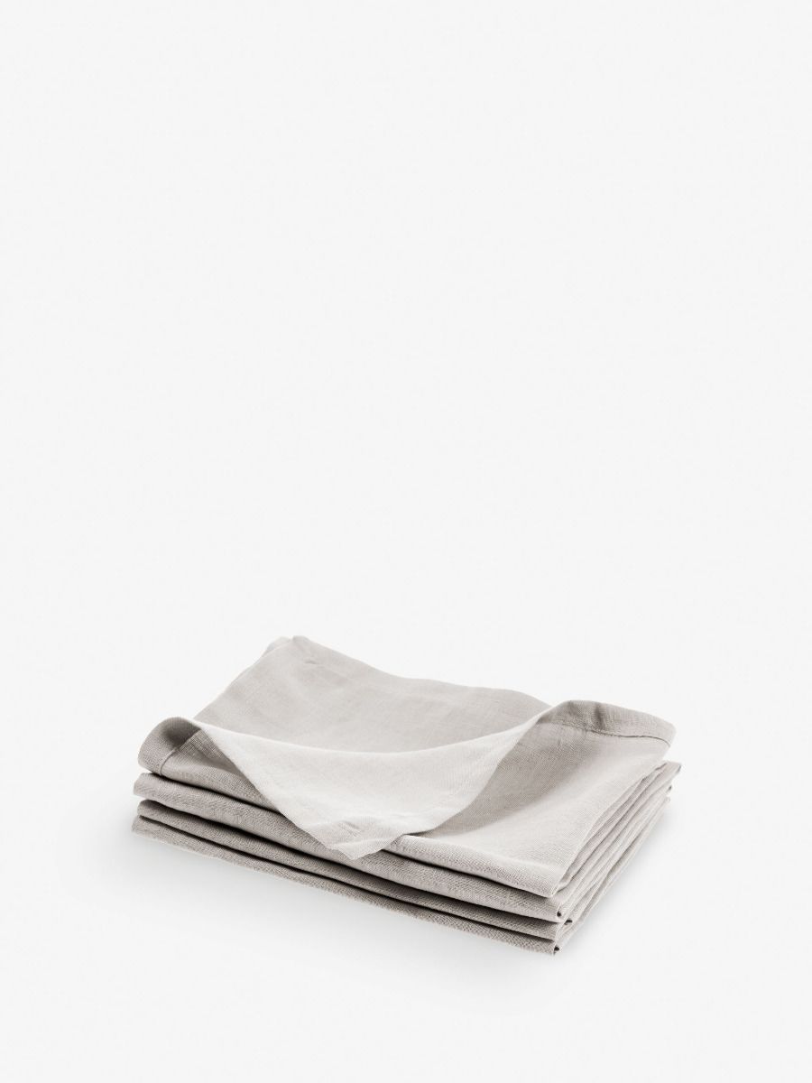 Silver Grey Linen Napkin Set-4