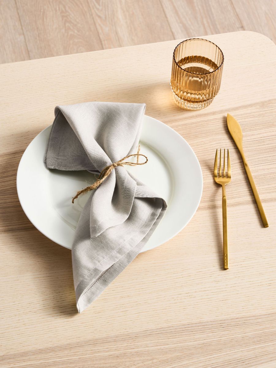 Silver Grey Linen Napkin Set-0