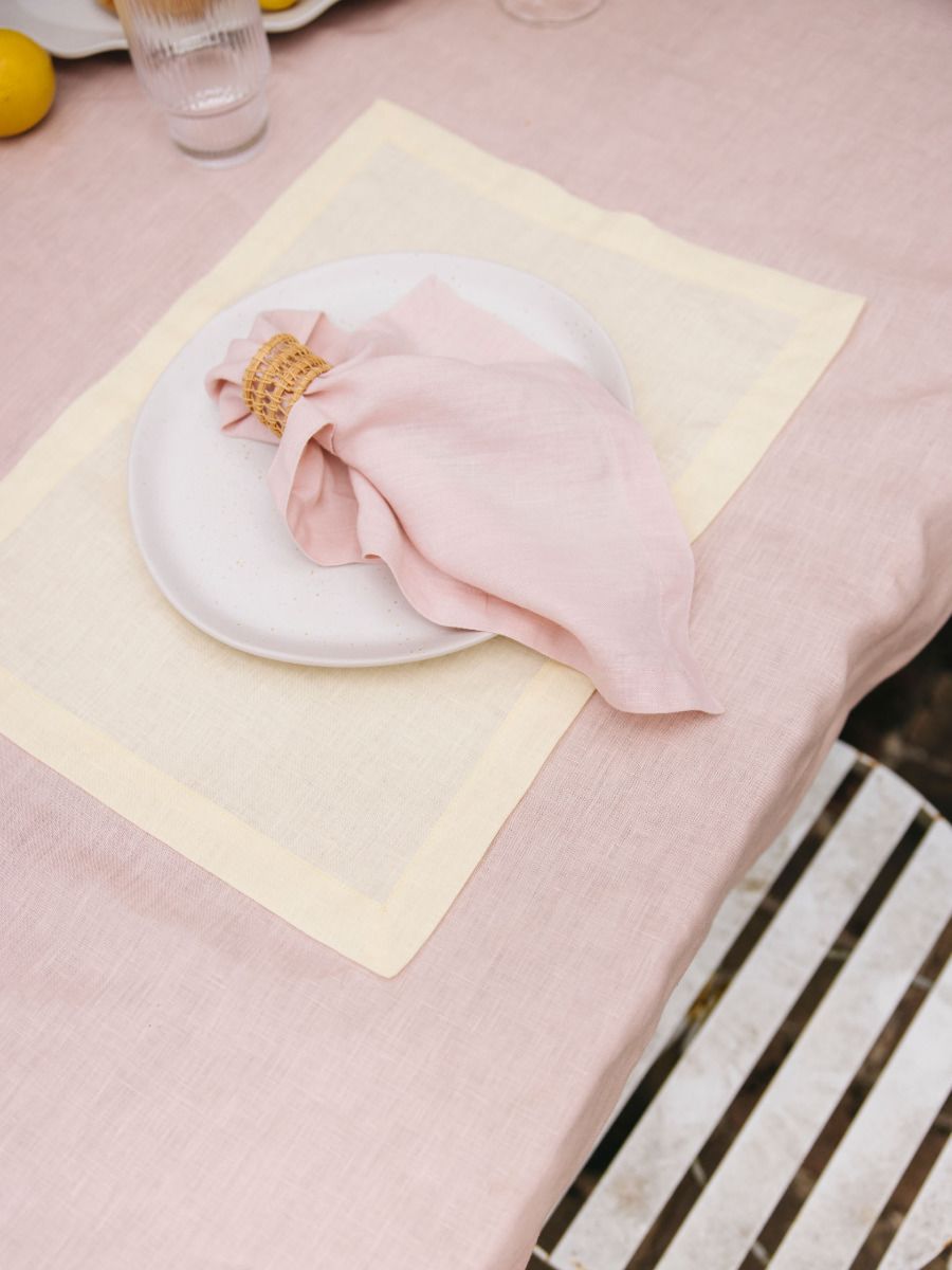 Butter Yellow Linen Table Placemat Set-2