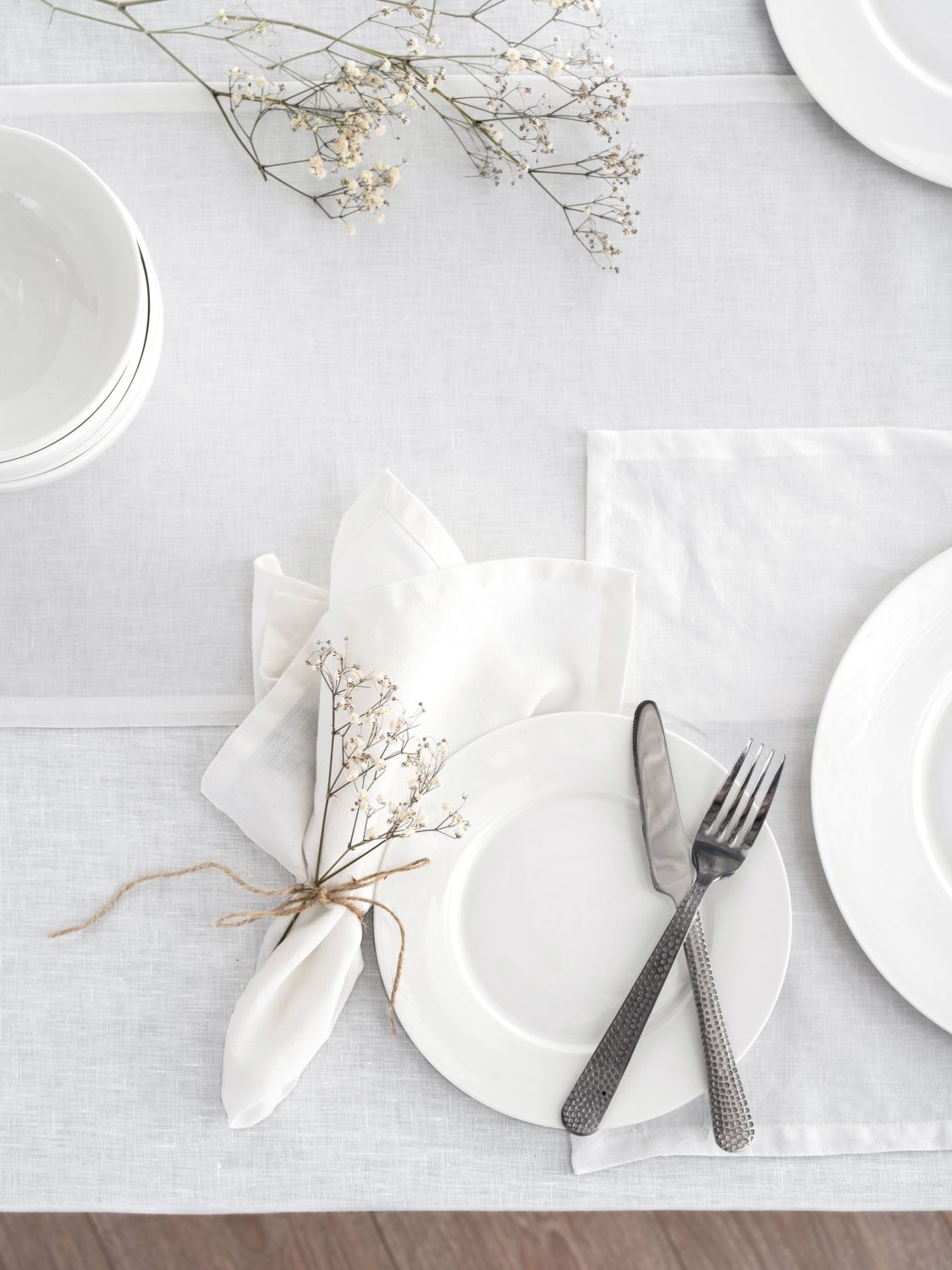 White Linen Table Placemat Set-0