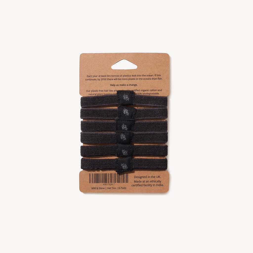 Plastic Free Hair Ties - 6 Pack - Black-1