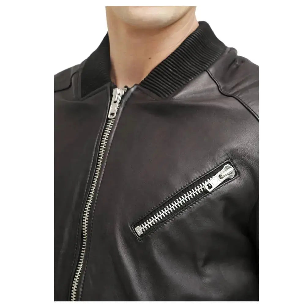 Men’s Premium Native American Leather Bomber Jacket-3