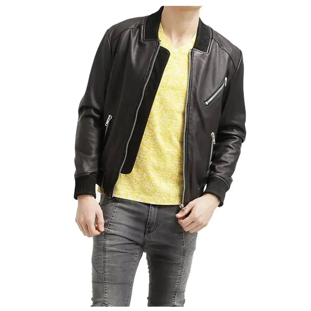 Men’s Premium Native American Leather Bomber Jacket-1