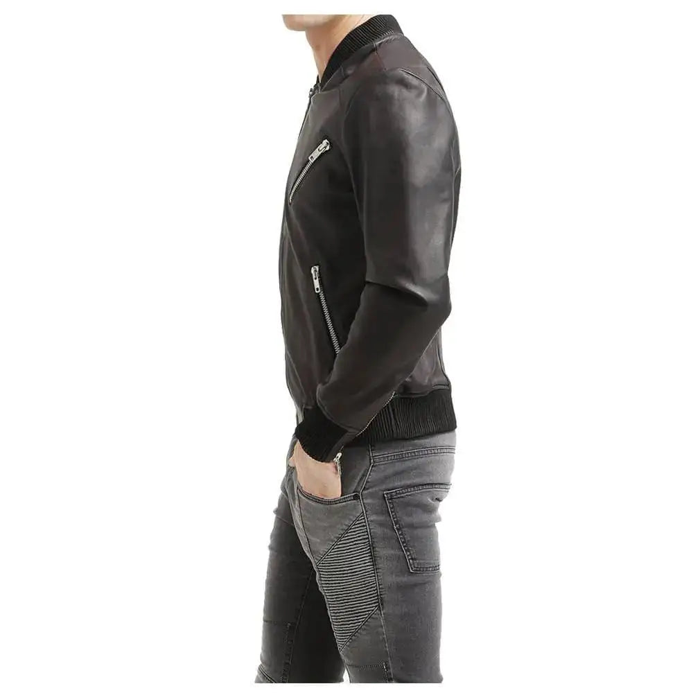 Men’s Premium Native American Leather Bomber Jacket-2
