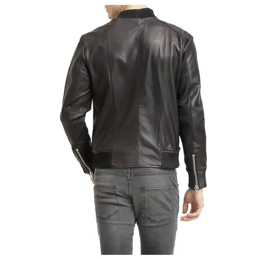 Men’s Premium Native American Leather Bomber Jacket-4