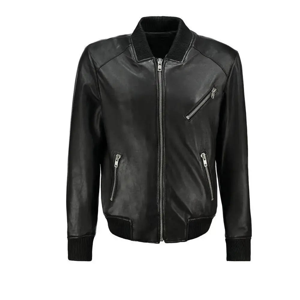 Men’s Premium Native American Leather Bomber Jacket-0