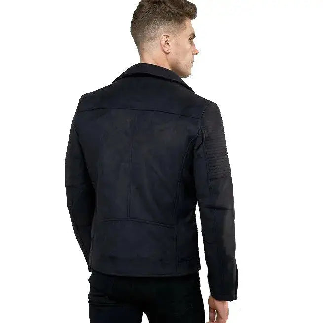 Men’s Black Suede Leather Motorcycle Jacket-1